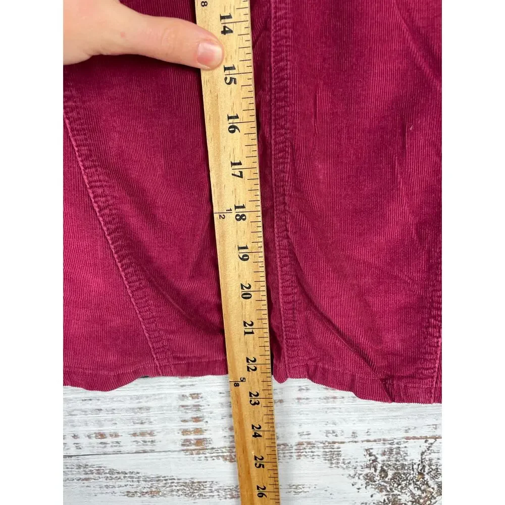 Vintage Maurices Corduroy Skirt Knee Length Denim Small Red Burgundy Y2K 2000s